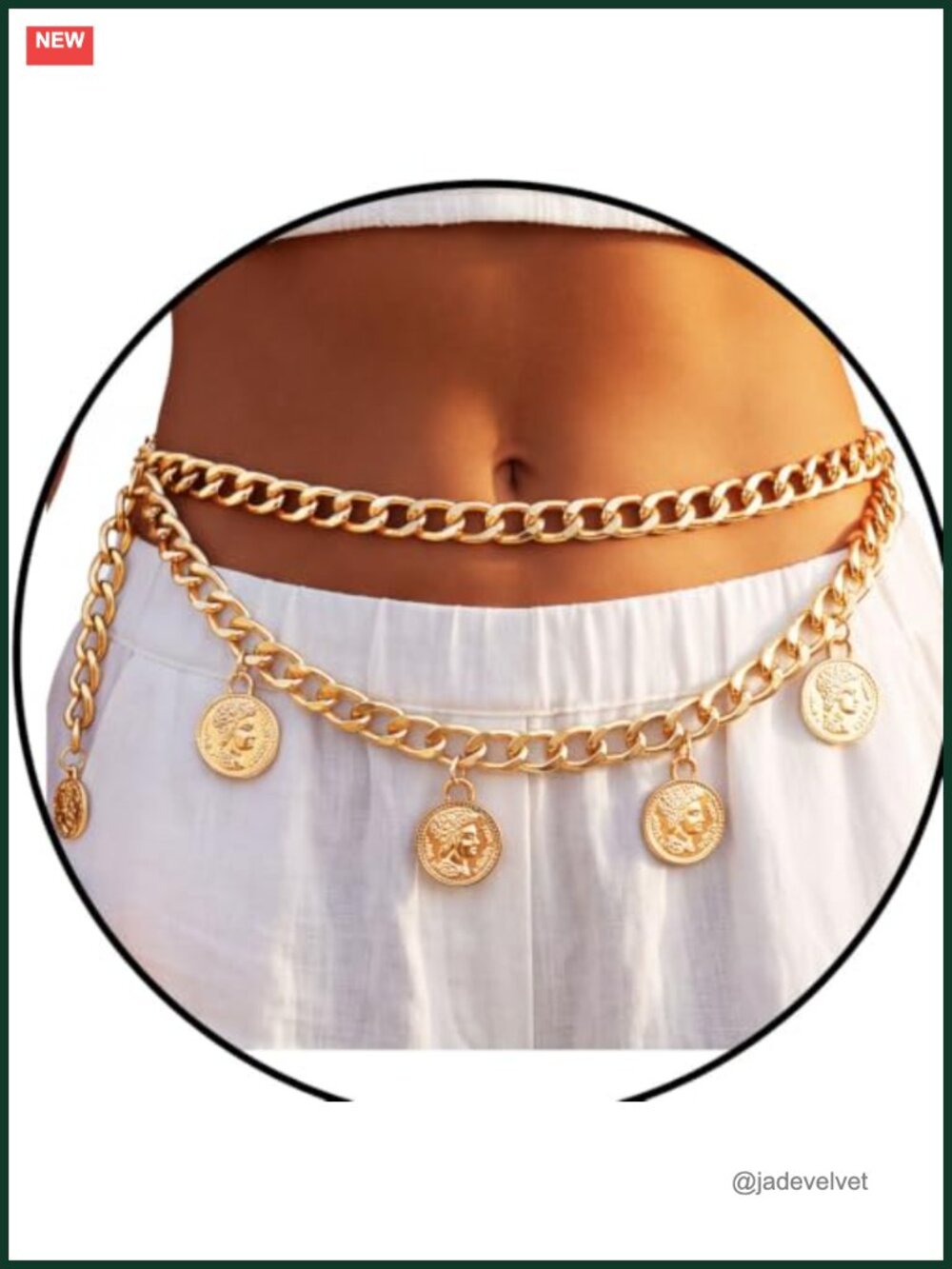 Adjustable Layered Coin Waist Chain Alloy Body Jewelry for Summer Party Beach